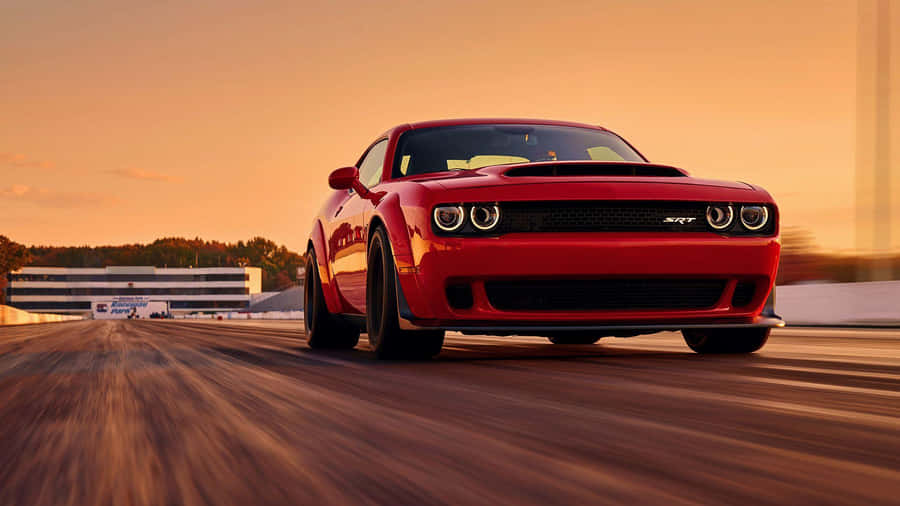 Red Dodge Challenger S R T Speeding Wallpaper
