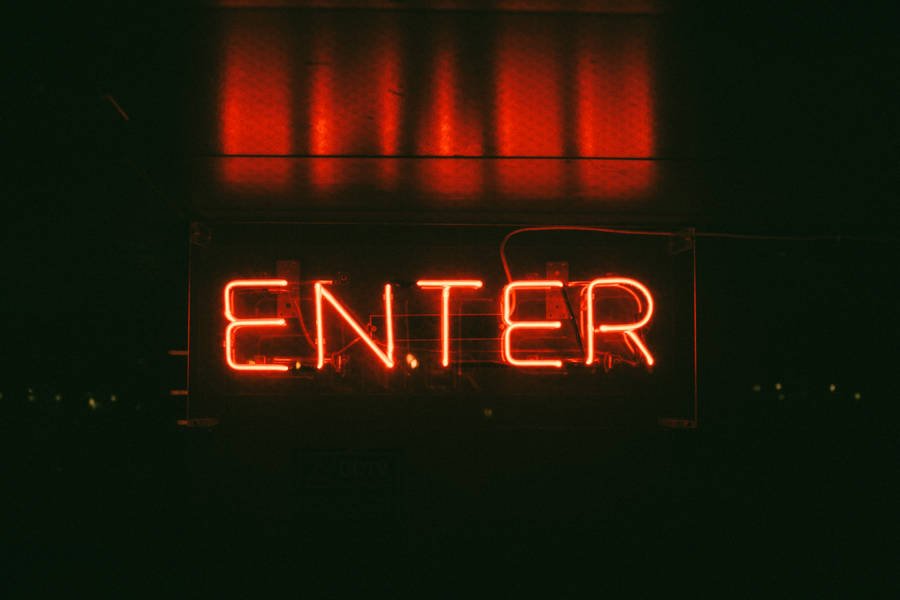 Red Enter Neon Signage Wallpaper
