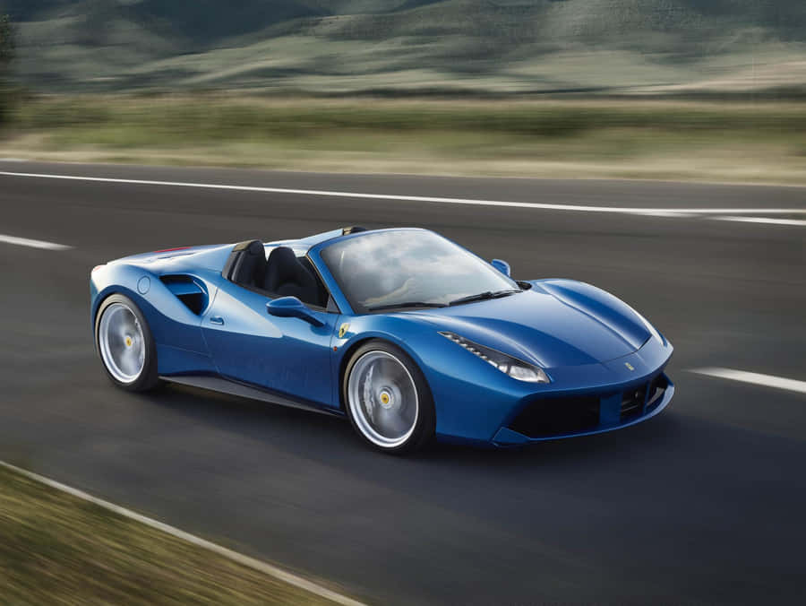 Red Ferrari 488 Spider Speeding On The Road Wallpaper