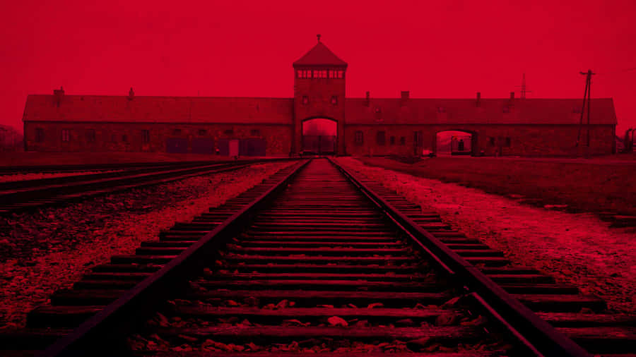 Red Filtered Memorial And Museum Auschwitz Birkenau Wallpaper