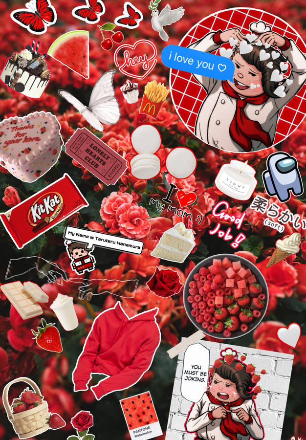 Red Flowers Kitkat Picsart Wallpaper