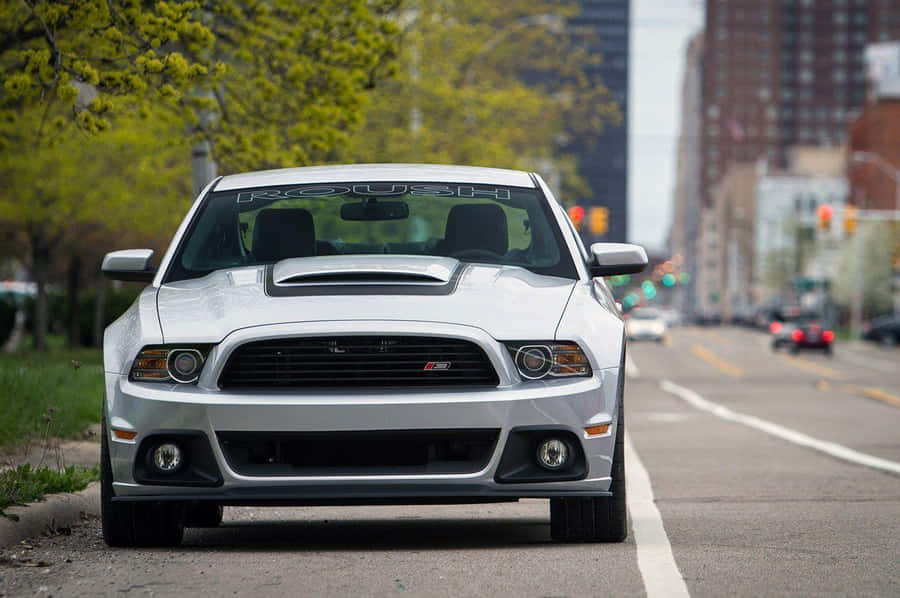 Red Ford Mustang Roush On Display Wallpaper