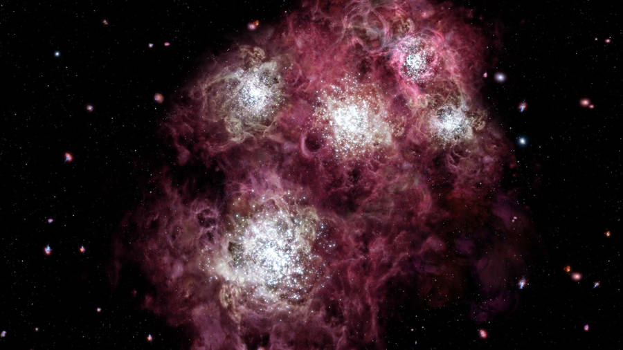 Red Galaxy Background With Lights Wallpaper