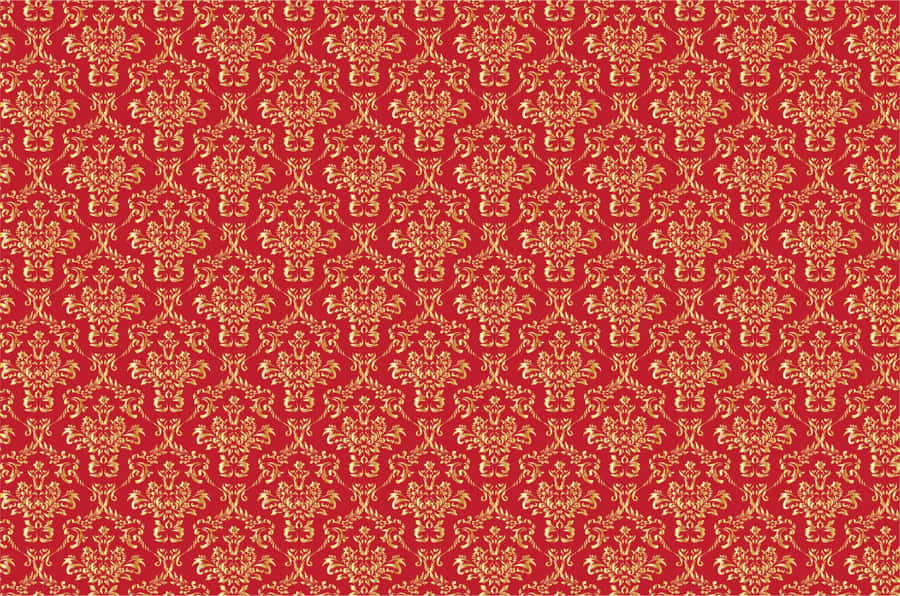 Red Gold Damask Pattern Wallpaper