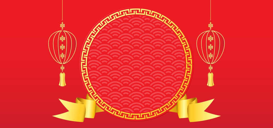 Red Golden Asian Inspired Design Texture Wallpaper