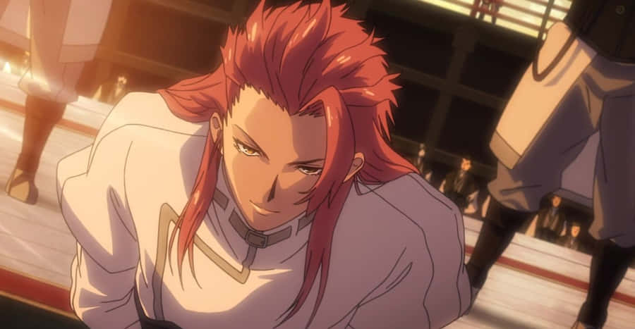 Red Haired Anime Character Smirk Wallpaper