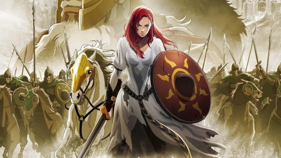 Red Haired Warrior Leads Army Wallpaper