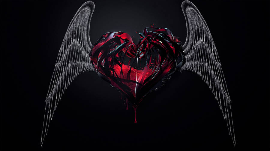 Red Heart With Wings Wallpaper