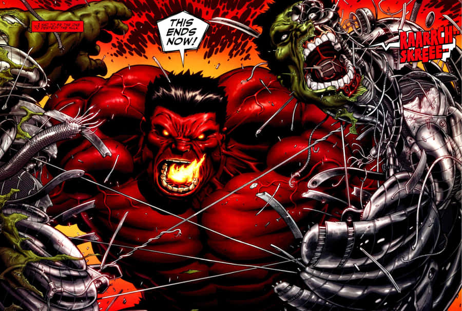 Red Hulk Vs Green Hulk Clash Wallpaper