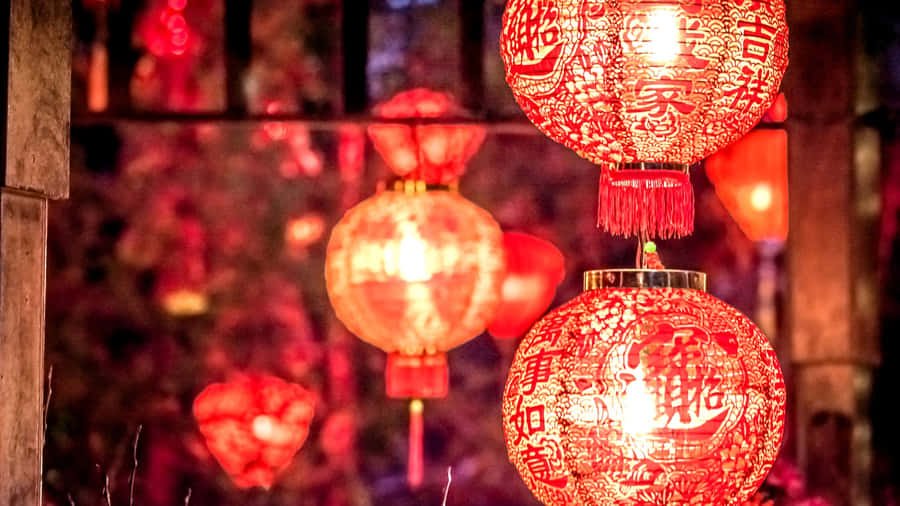 Red Lantern Festival Lights Wallpaper