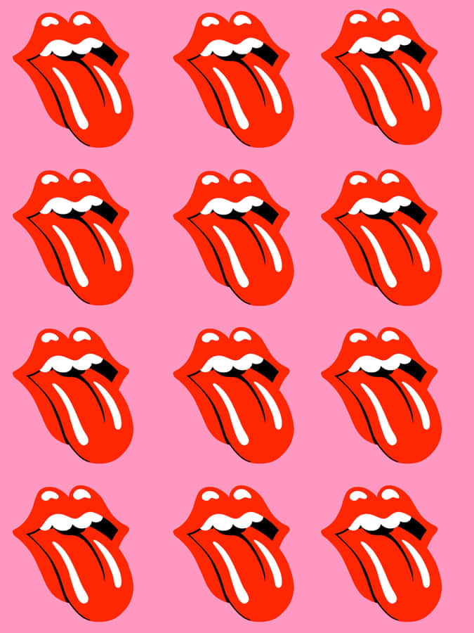 Red Lips Pattern Pink Background Wallpaper
