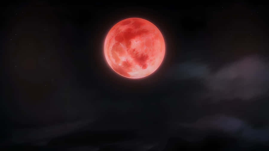 Red Moon Anime Scene Wallpaper