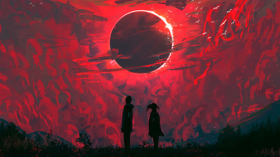 Red Moon Eclipse Scene Wallpaper