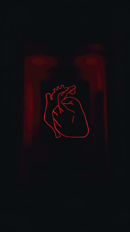 Red Neon Heart Hand Gesture Wallpaper