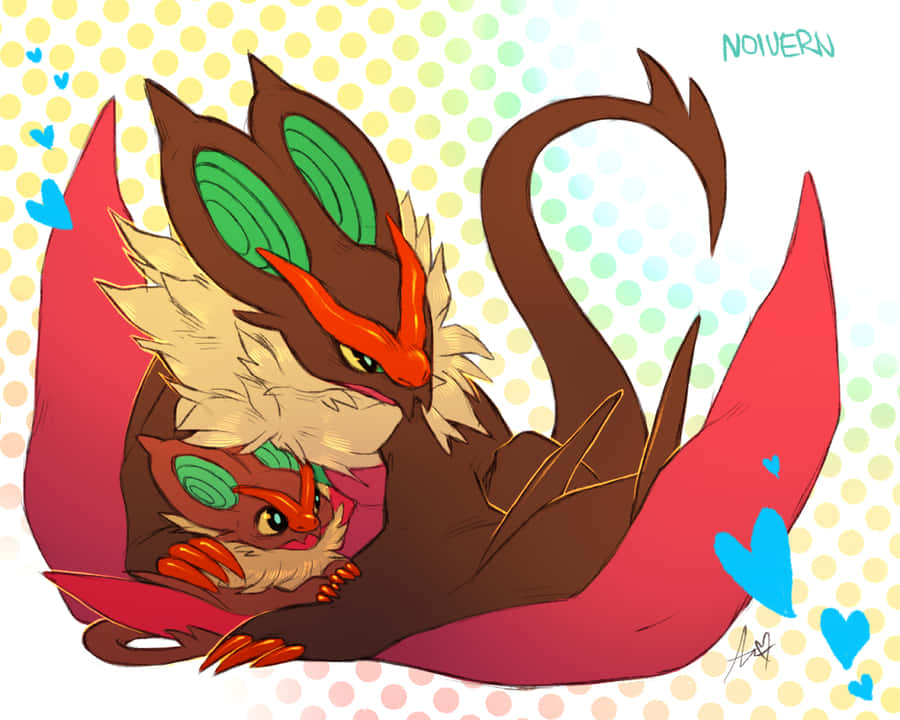 Red Noivern Hugging Red Noibat Wallpaper