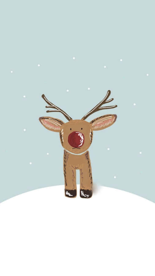 Red Nose Reindeer Cute Christmas Phone Wallpaper
