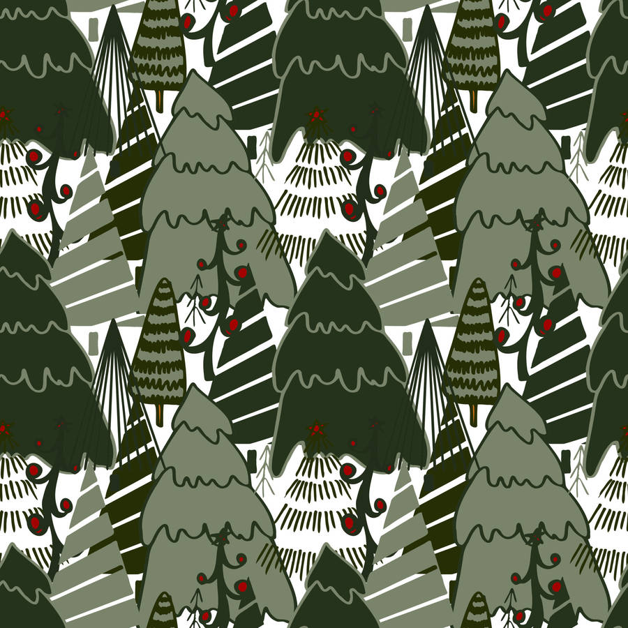 Red Ornaments In Christmas Forest Wallpaper