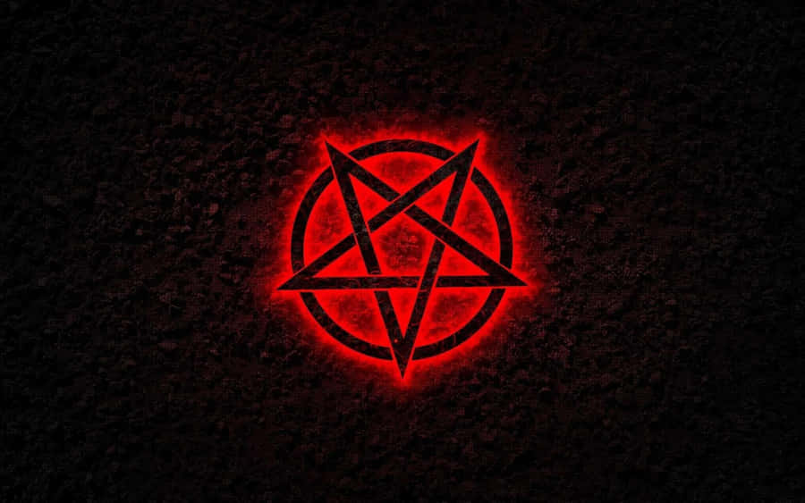 Red Pentagramon Black Background Wallpaper