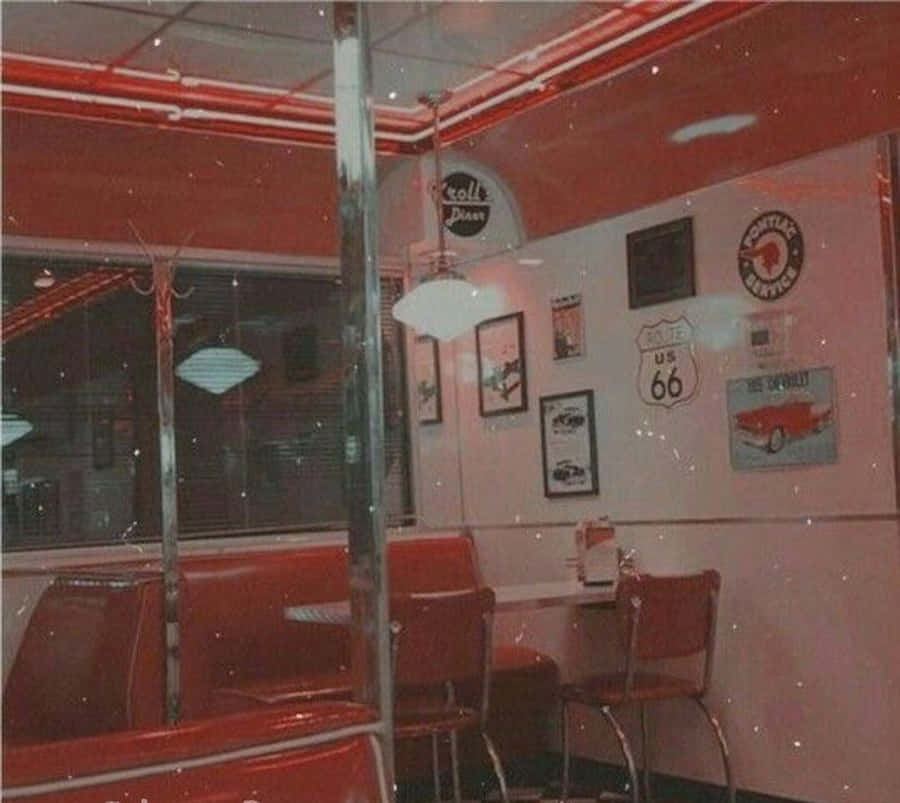 Red Retro 80s Aesthetic Vintage Diner Wallpaper