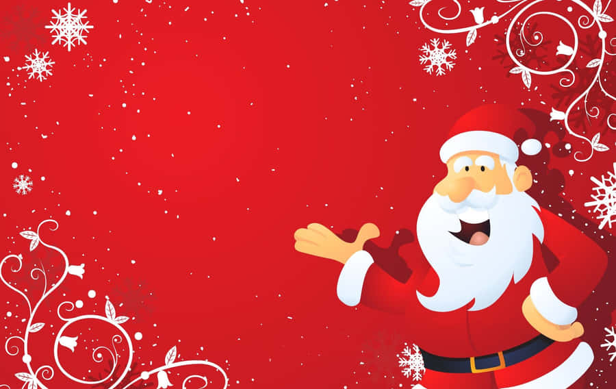 Red Santa Claus Christmas Cartoon Wallpaper