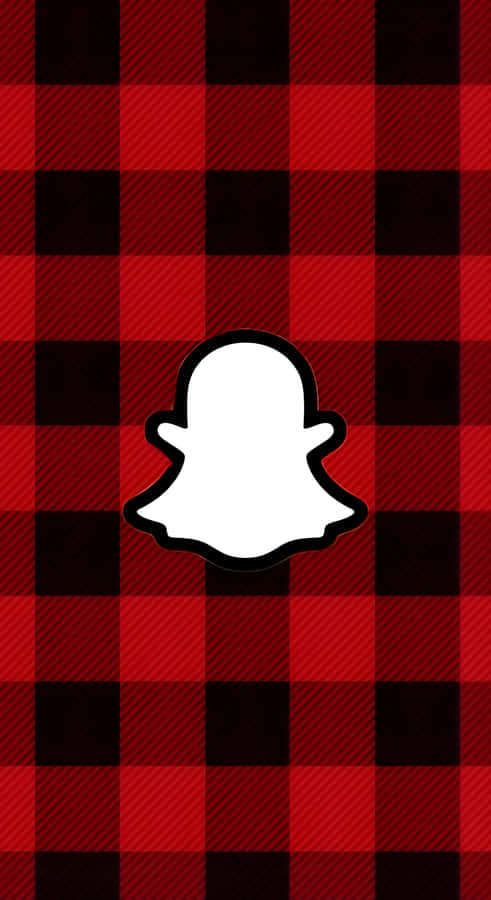 Red Snapchat Logo On Plaid Wallpaper