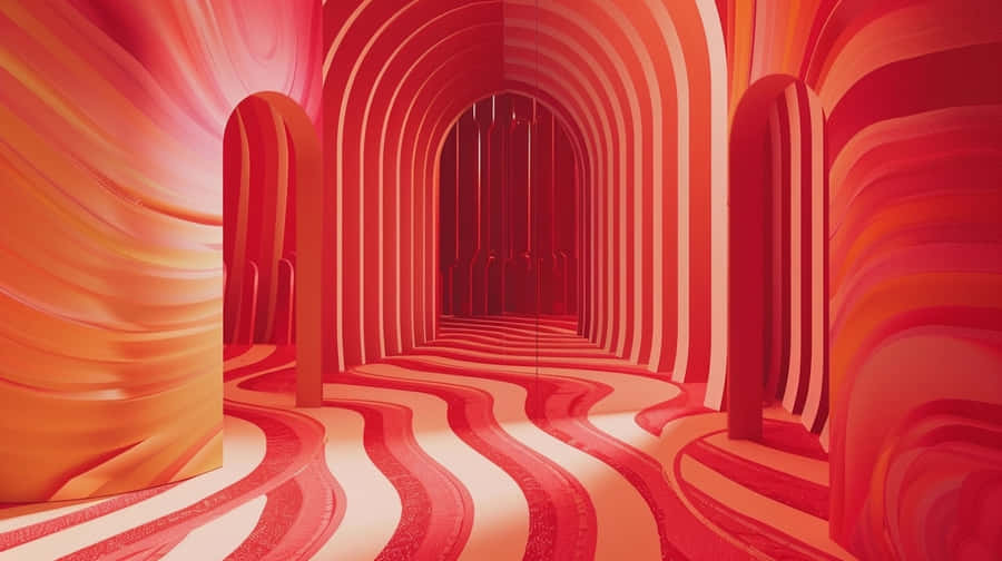 Red Y2 K Aesthetic Corridor Wallpaper