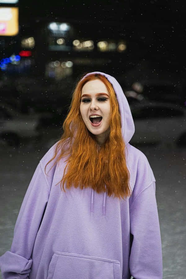 Redheadin Purple Hoodie Snowfall Wallpaper