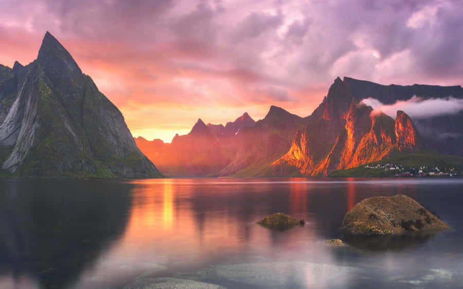 Reine Village Dark Mountains Macbook Default Wallpaper