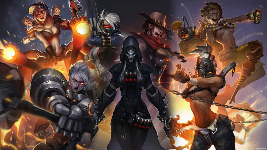 Reinhardt Charging Into Battle In Overwatch Wallpaper