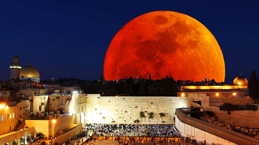 Religious Wailing Wall Moon Wallpaper