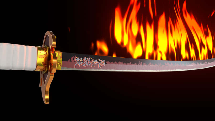 Rengoku Kyojuro's Flaming Sword Wallpaper