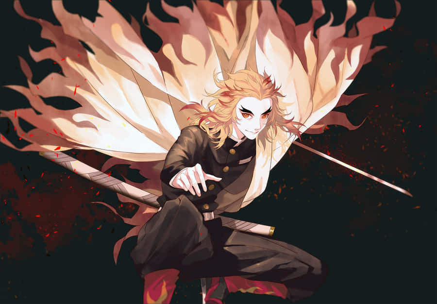 Rengoku Kyojuro Sword - A Symbol Of The Flame Hashira's Fierce Spirit Wallpaper