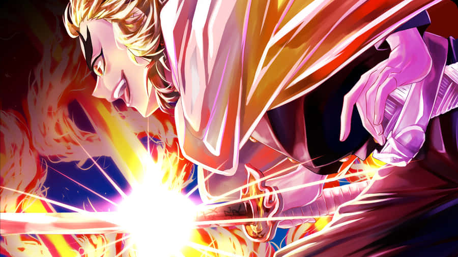 Rengoku Sword: The Blazing Blade Of The Flame Hashira Wallpaper