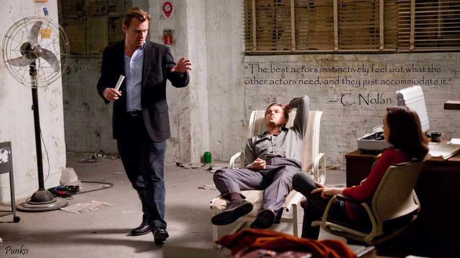 Renowned Filmmaker Christopher Nolan On Set Wallpaper
