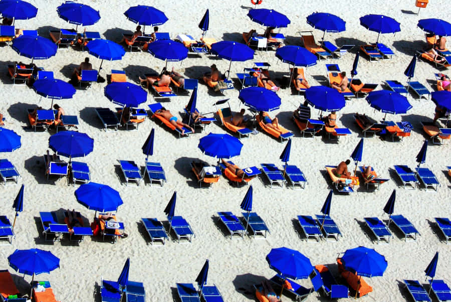 Repetitive Blue Umbrellas [wallpaper] Wallpaper