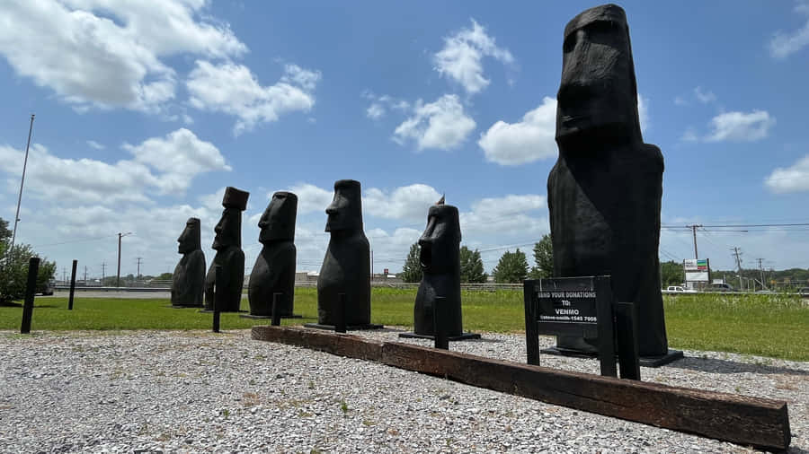 Replica Of Moai Figures Wallpaper