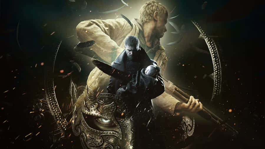 Resident Evil Characters At The Forefront Battling Zombies Wallpaper