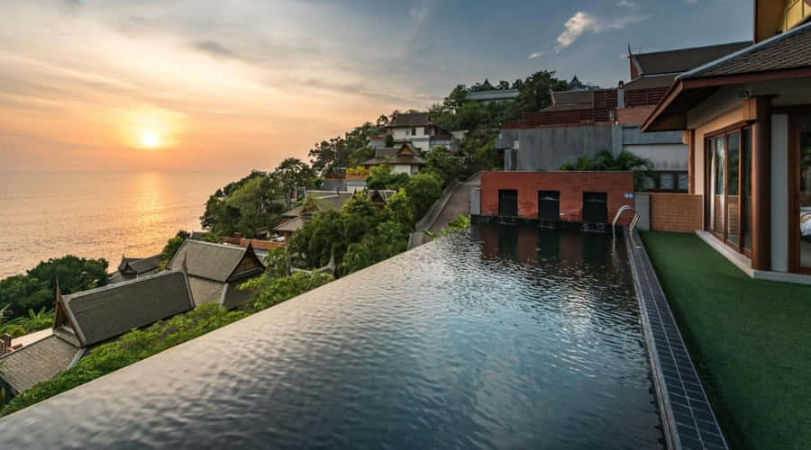 Resort Infinity Pool Sunset Wallpaper