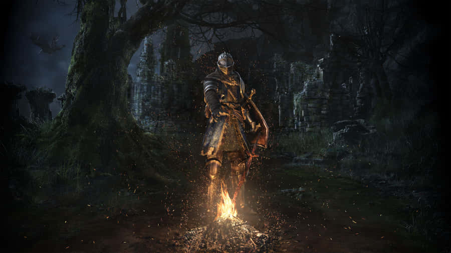 Respite In The Dark - A Dark Souls Bonfire Wallpaper