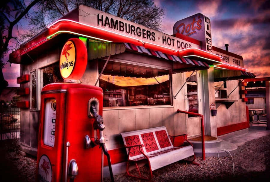 Retro Dots' Hamburger Diner Wallpaper