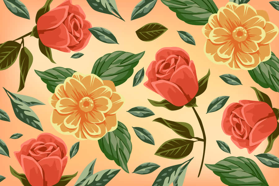 Retro Floral Pattern Background Wallpaper