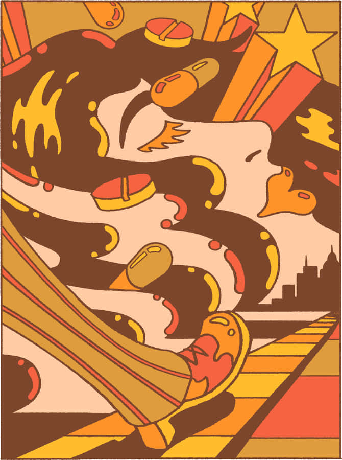 Retro Music Fever Artwork Wallpaper