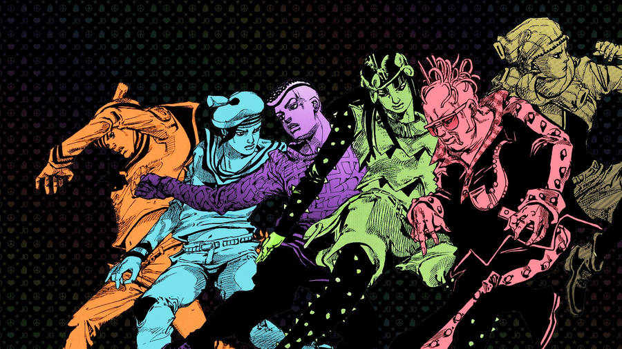 Retro-style Artwork Of Jojo's Bizarre Adventure Wallpaper