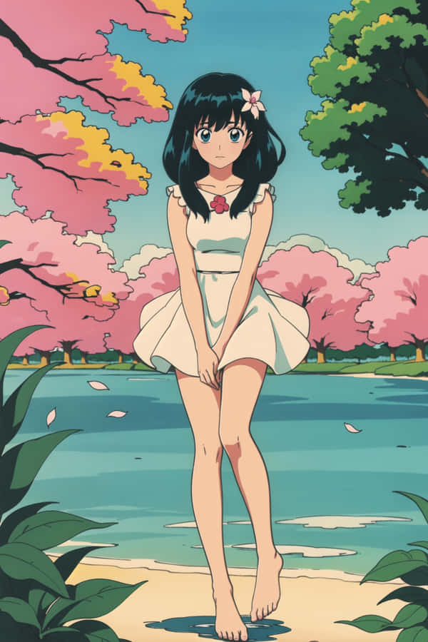 Retro Summer Anime Girl Wallpaper