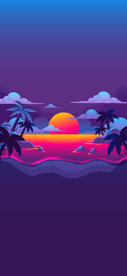 Retro Summer Sunset Aesthetic Wallpaper