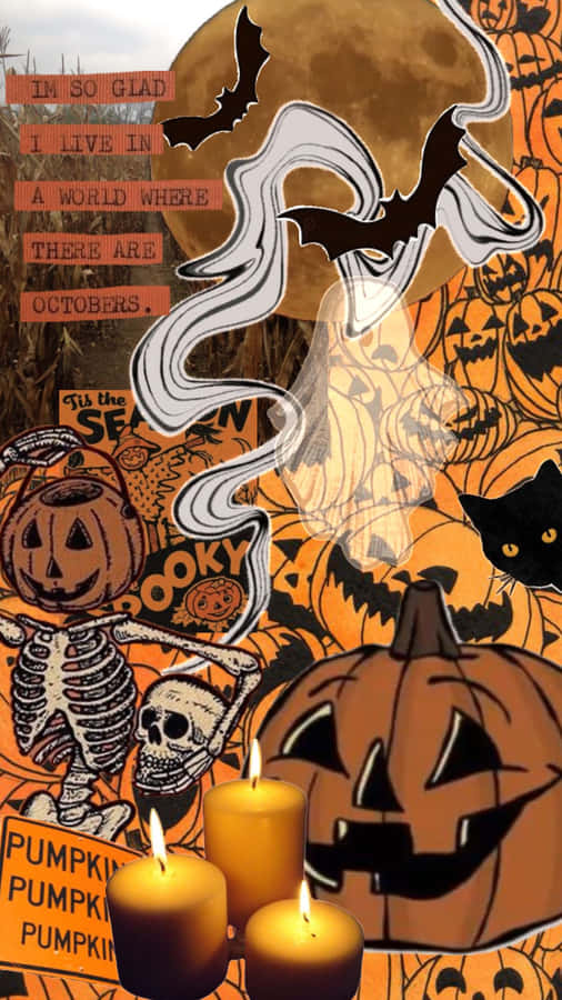 Retro Vintage Halloween Collage Wallpaper