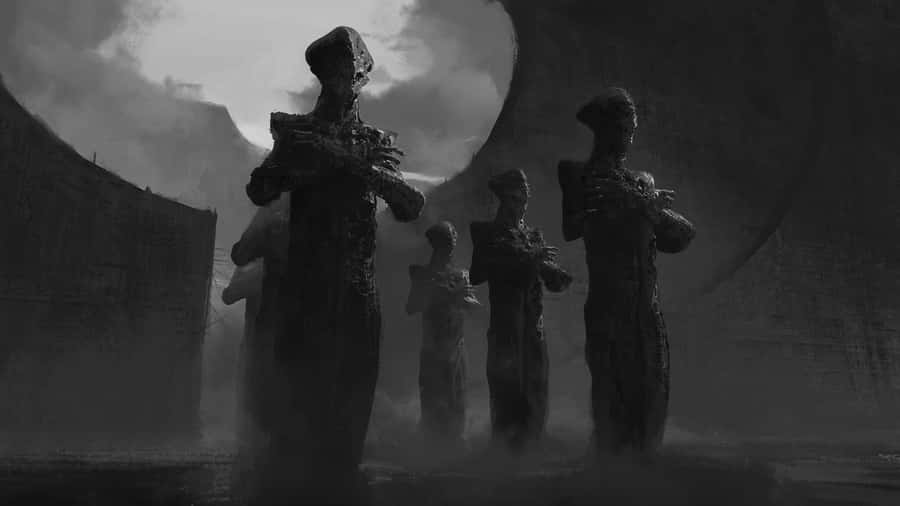 Returnal Statue Puzzle Scene Wallpaper