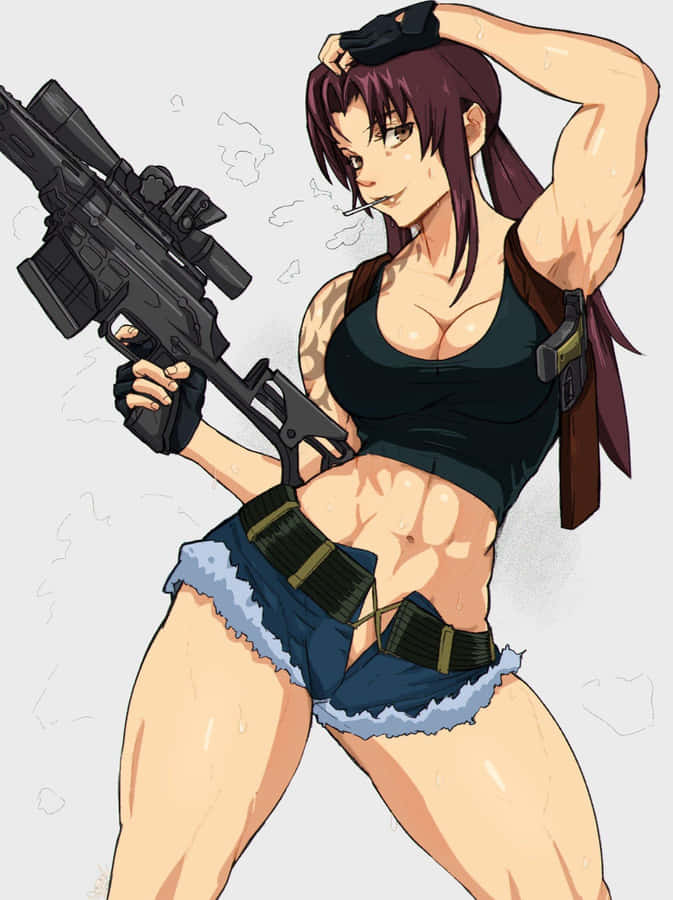 Revy Black Lagoon Anime Character With Gun Wallpaper