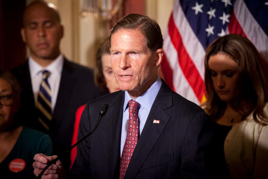 Richard Blumenthal In Front Of The American Flag Wallpaper