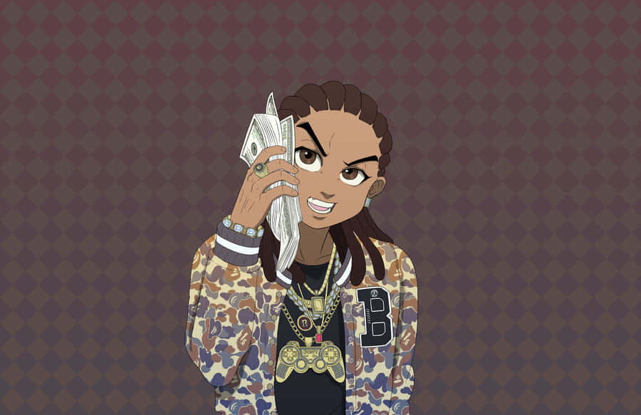 Riley Freeman With Money Illustration Wallpaper